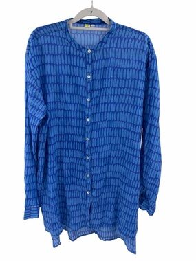 See Design Oversized boxy-cut buttoned tunic shirt 100% Cotton Blue India S/M